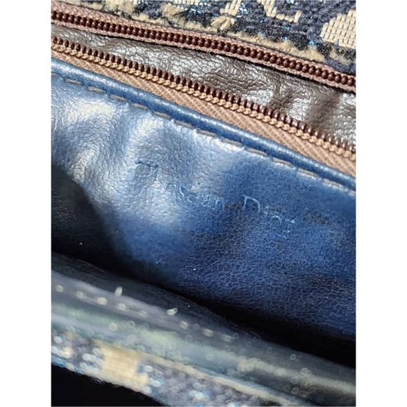 Authentic CHRISTIAN DIOR Vintage Trotter Jacquard Shoulder Bag Black/Beige - Picture 11 of 16